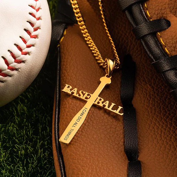 Baseball Kreuz Name Halskette