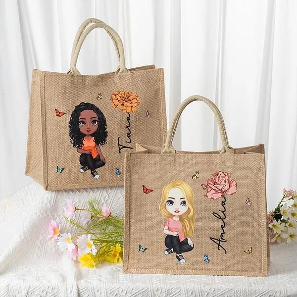 Personalisierte Geburtsblume Jutetasche