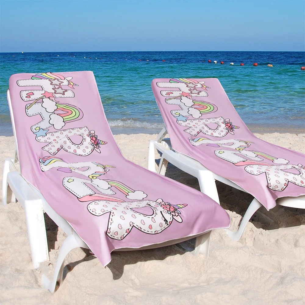 Einhorn Regenbogen Schriftart Strandtuch mit Namen
