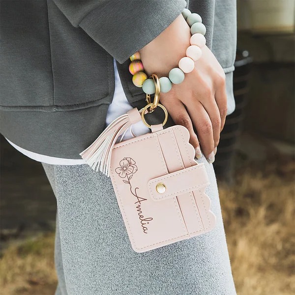 Personalisierte Geburt Blume Schlüsselanhänger Armband