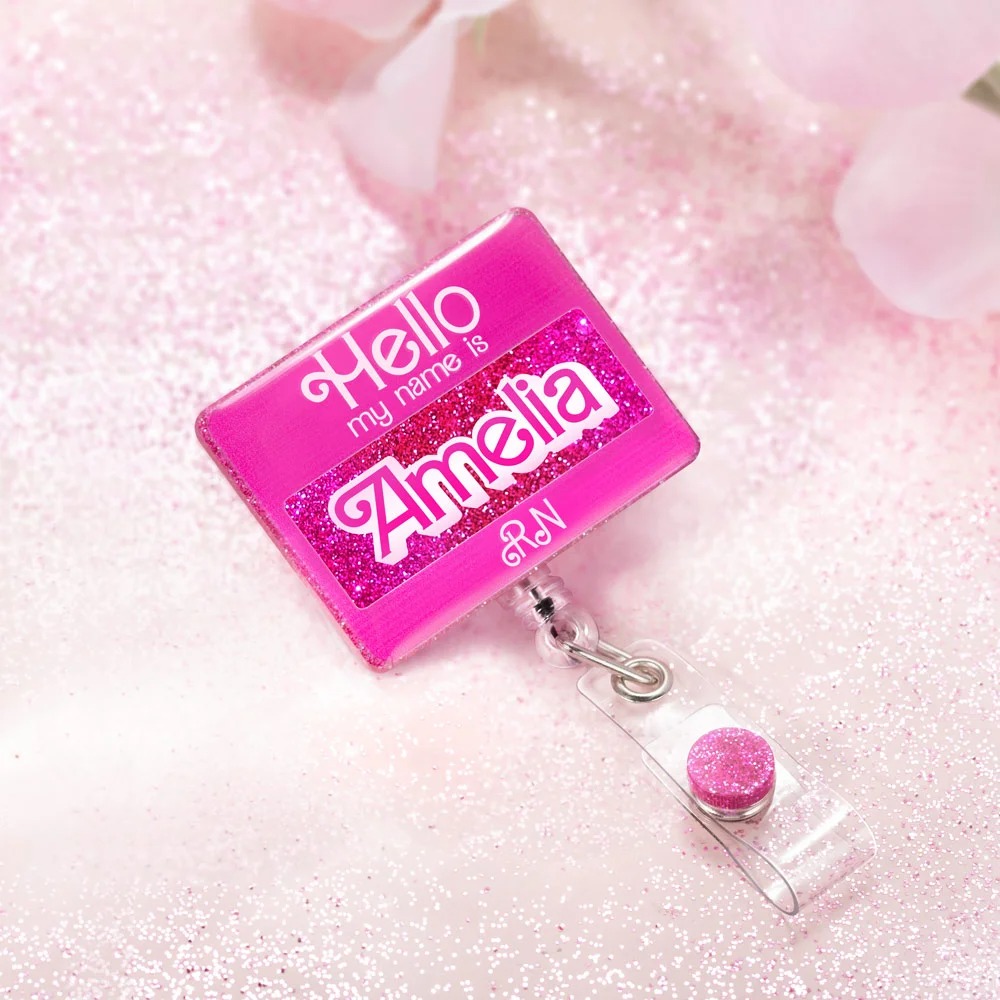 Acryl Badge Reel Candy Style Glitter ID Karte