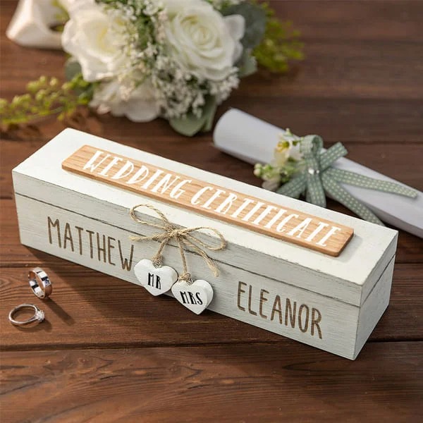 Personalisierte Hochzeit Zertifikat hölzerne Aufbewahrungsbox