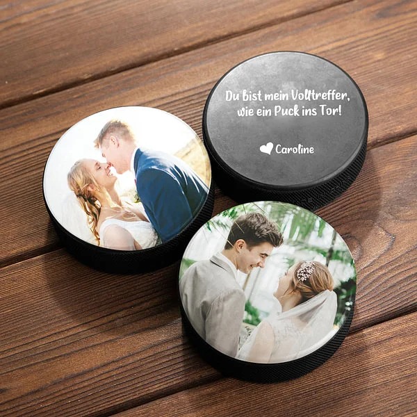 Personalisierter Hockey Puck mit Foto und Text