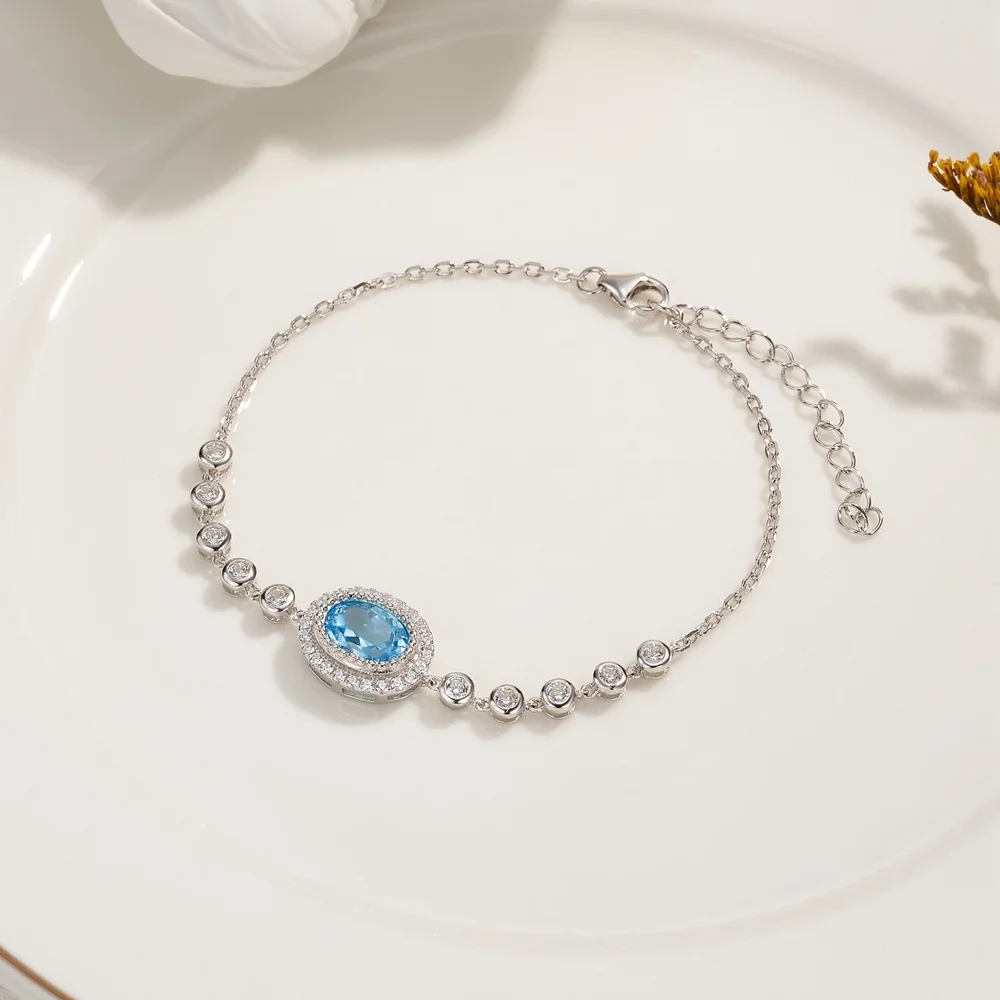 Personalisierte verstellbare Armband mit Aquamarin-Geburtsstein