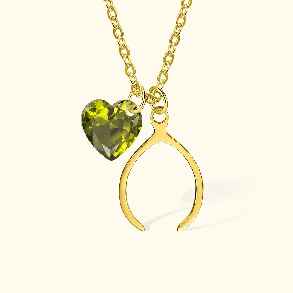 Personalisierte Dual Anhänger Peridot- Geburtsstein Halskette
