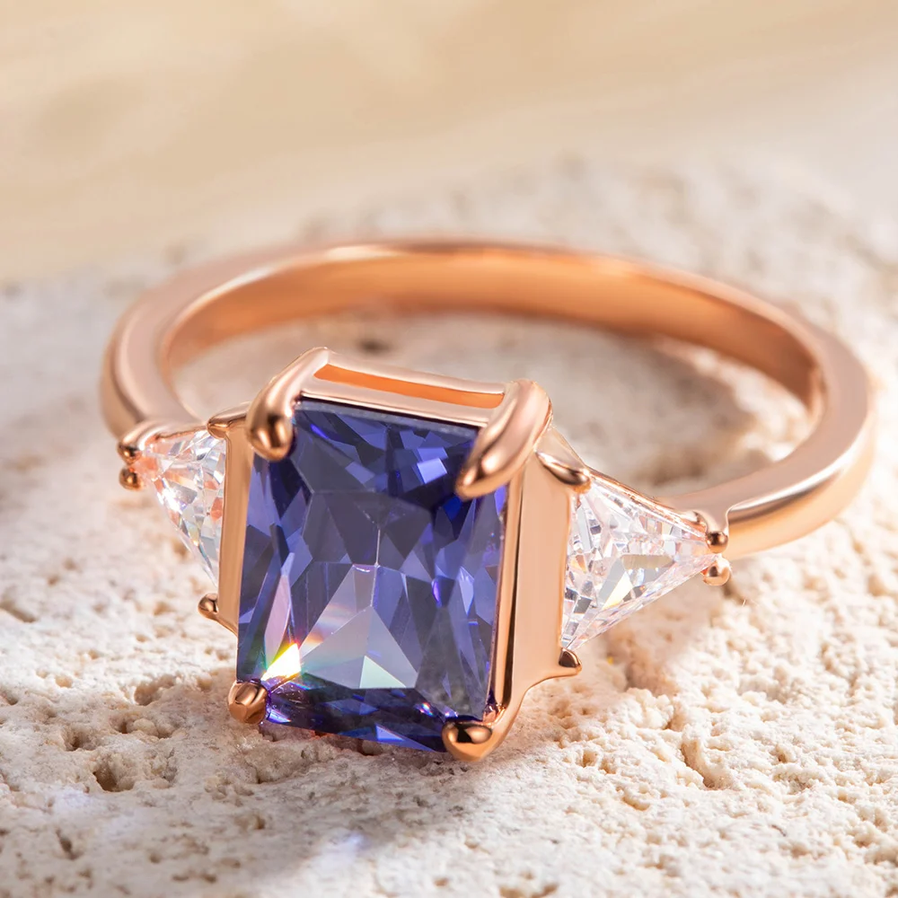 Personalisierte 925 Sterling Silber Amethyst Geburtsstein Ring