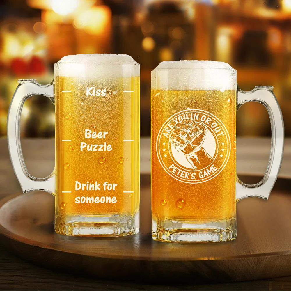 Personalisierte Faust Design Bierglas mit Namen und Griff