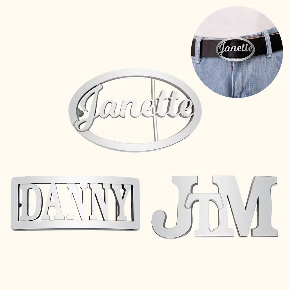 Personalisierte Herren Gürtelschnalle mit Namen: Massives Old-School-Messing-Buckle mit individuellem Buchstabenschnitt