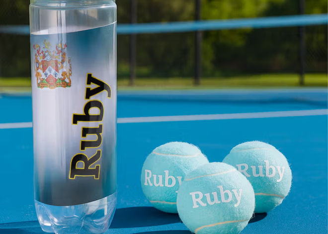 Mehrfarbige personalisierte Tennisbälle mit Namen: Hochelastisches 3er-Set aus Naturkautschuk in transparenter Dose