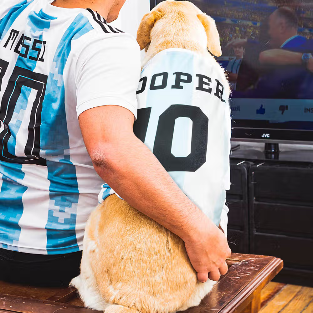 Personalisiertes Fußballtrikot für Hunde und Katzen mit Namen & Nummer: Leichtes Baumwoll-Shirt für Haustiere in 30 Vereinsdesigns