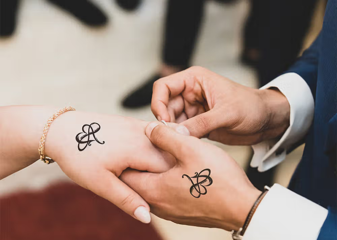 Personalisierte wasserfeste Unendlichkeitszeichen-Tattoos mit Namen & Datum: Temporärer Partnerschmuck im Infinity-Herz-Design