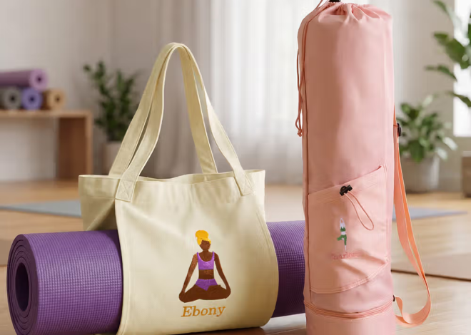 Die personalisierte große Yogatasche mit Yoga-Pose und Namen Stickerei: Organisiert und stilvoll zum nächsten Training