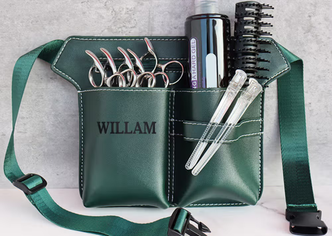 Personalisierte Friseur-Gürteltasche mit Namensdruck: Hochwertige Aufbewahrung für Scheren und Zubehör