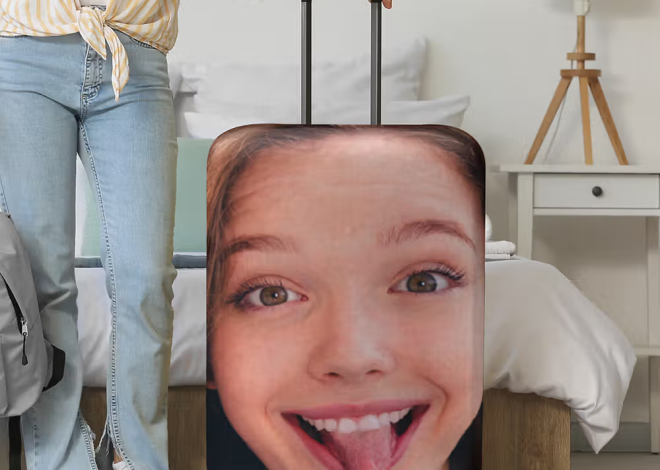 Personalisierte Koffer-Schutzhülle mit Gesichts-Foto: Elastischer Gepäcküberzug für Koffer von 18 bis 32 Zoll