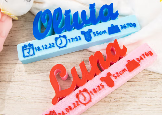 Personalisierte 3D-Druck-Geburtsankündigung Deko mit Name, Gewicht, Größe und Geburtsdatum: 3D Druck Baby Geschenk