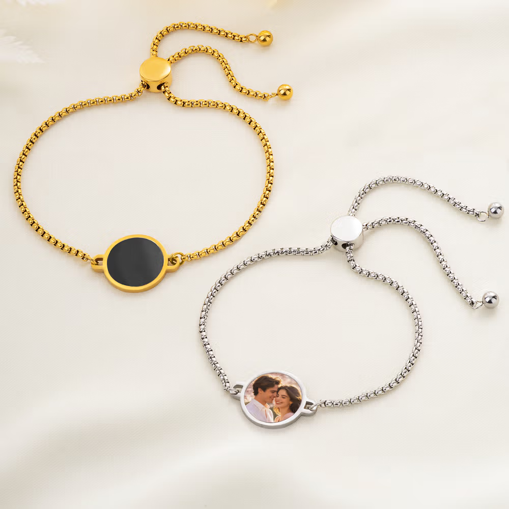 Wärmeaktiviertes Armband mit verstecktem Foto und Gravur: Personalisiertes Foto, das bei Wärme sichtbar wird