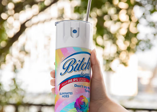 Personalisierter 20oz Skinny Tumbler „Bitch Be Gone“ mit Spray-Design: Humor und Frische in einem einzigartigen Alltagsbegleiter