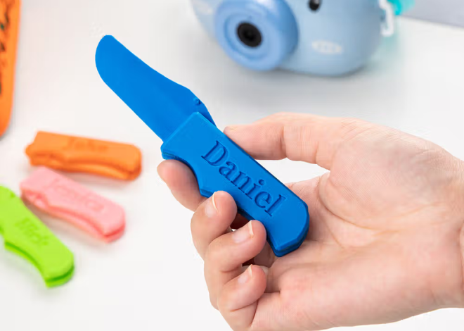 Personalisiertes 3D-Druck Klapp-Spielmesser mit Namen: Kreativer Spielspaß und sicheres Fidget-Erlebnis für Kinder