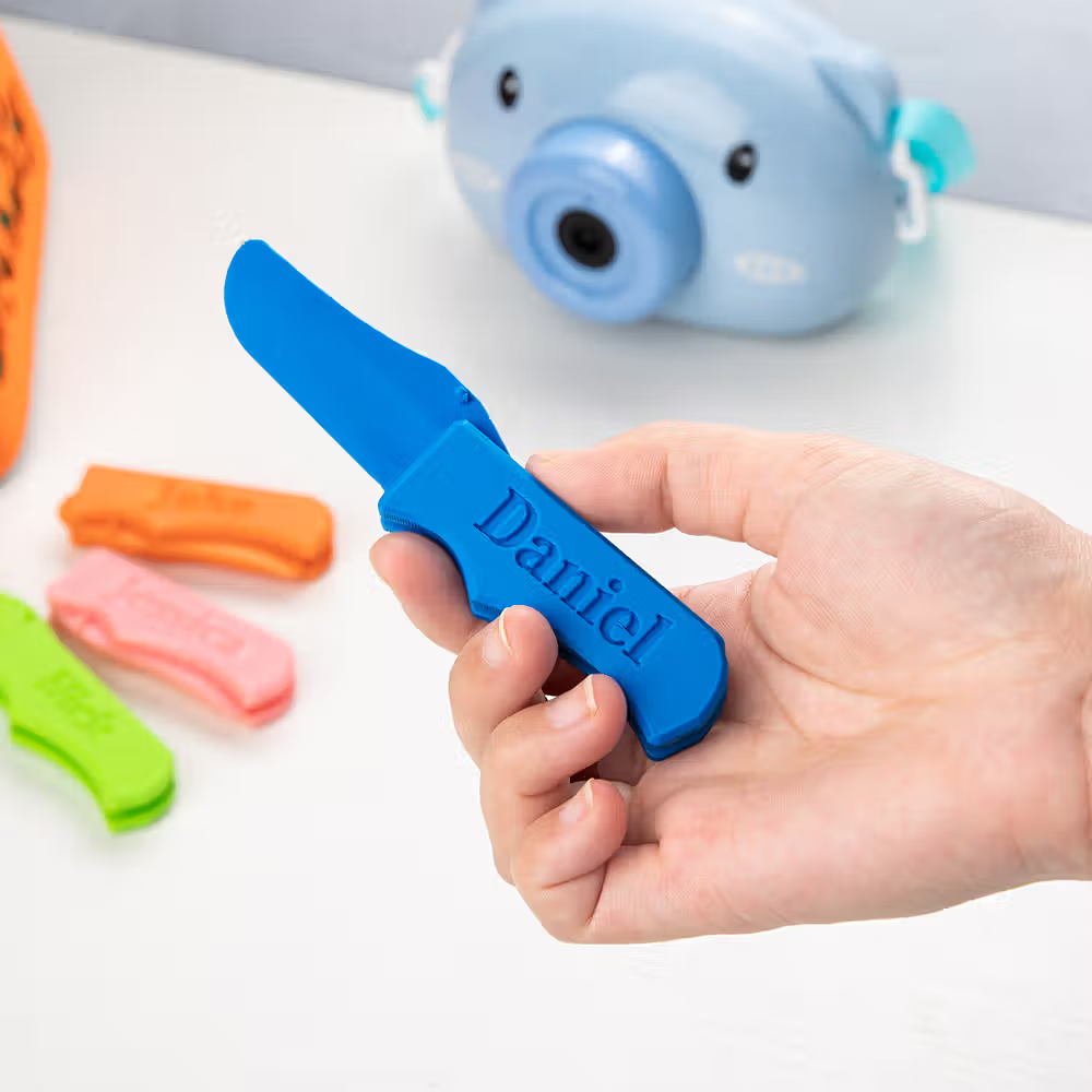 Personalisiertes 3D-Druck Klapp-Spielmesser mit Namen: Kreativer Spielspaß und sicheres Fidget-Erlebnis für Kinder