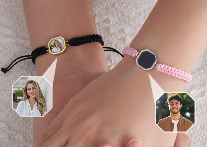 Personalisiertes verstellbares Armband mit wärmeaktiviertem Foto und Gravur: Ein kleines Geheimnis voller Liebe am Handgelenk