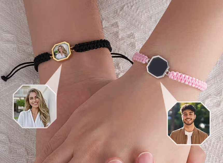 Personalisiertes verstellbares Armband mit wärmeaktiviertem Foto und Gravur: Ein kleines Geheimnis voller Liebe am Handgelenk