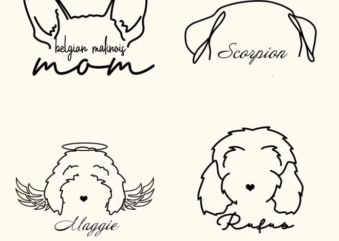 Personalisierte minimalistische Hundeohren Tattoo-Sticker mit Namen: Feine Linienkunst und Zuneigung als stilvolles Haut-Accessoire