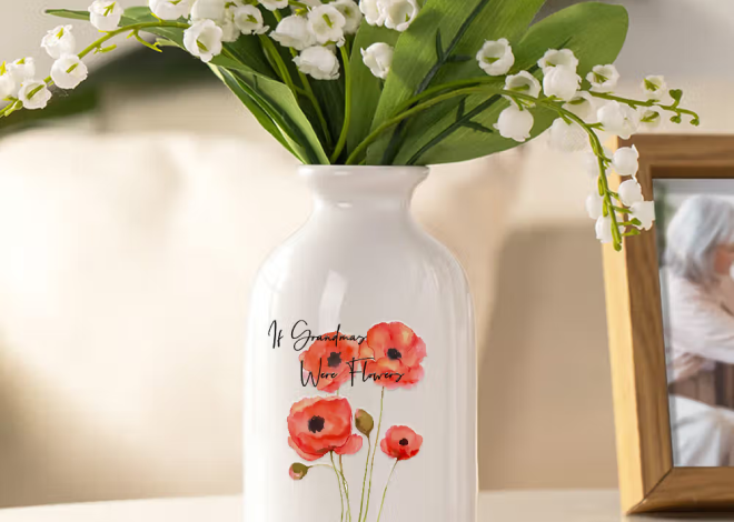 Personalisierte Aquarell Mohnblumen Keramikvase: Florale Eleganz und Wärme in einem liebevollen Unikat