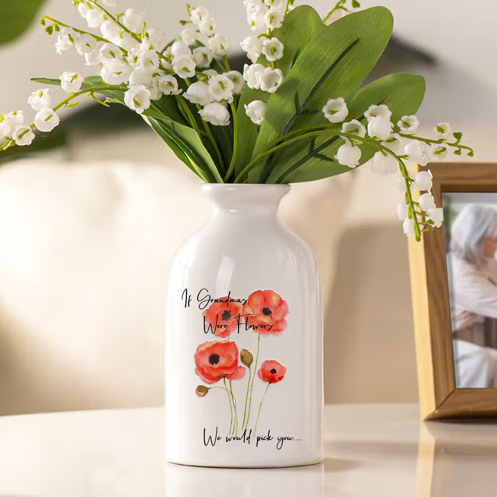 Personalisierte Aquarell Mohnblumen Keramikvase: Florale Eleganz und Wärme in einem liebevollen Unikat
