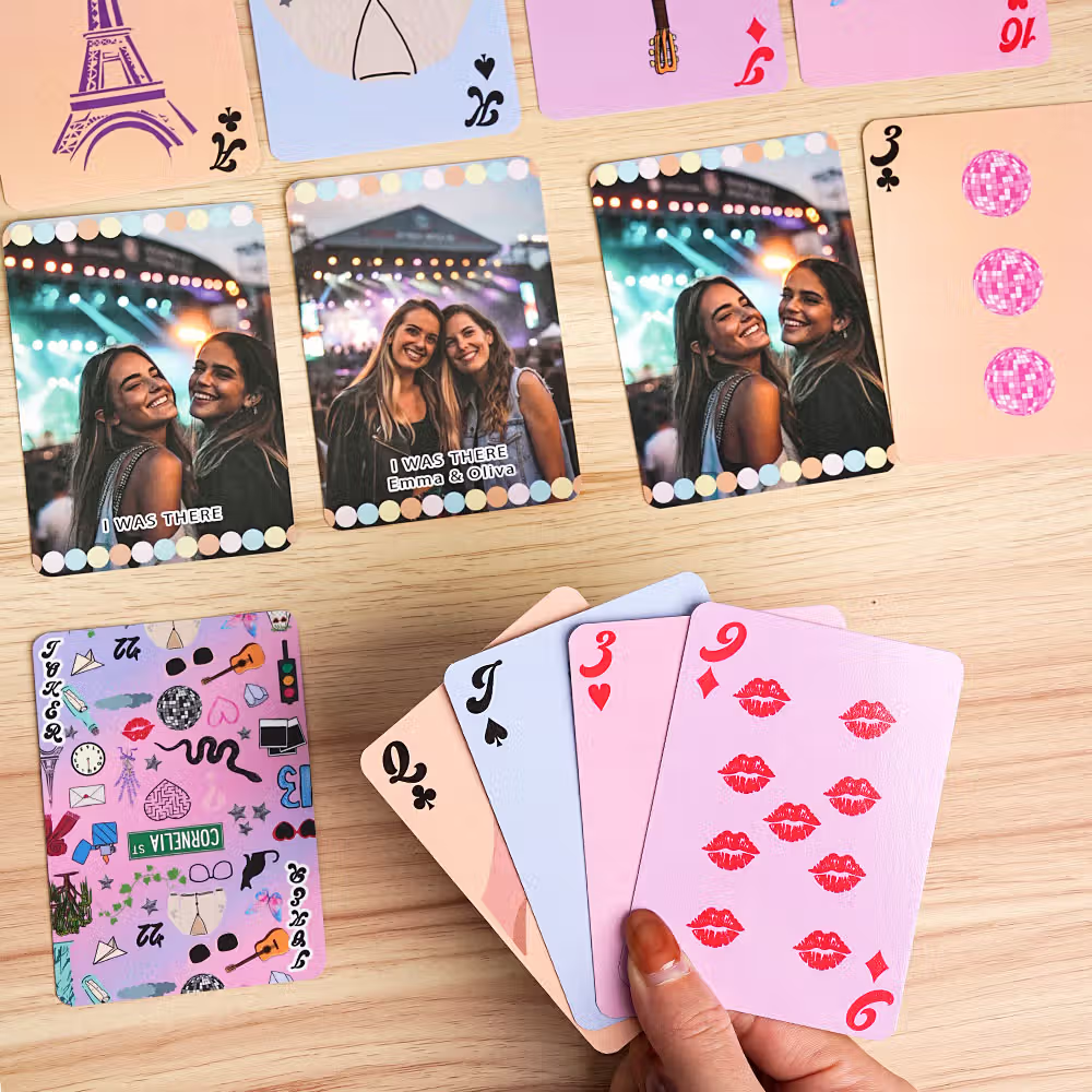 Personalisiertes Foto-Pokerkartenspiel in stabiler Metallbox mit 54 Spielkarten