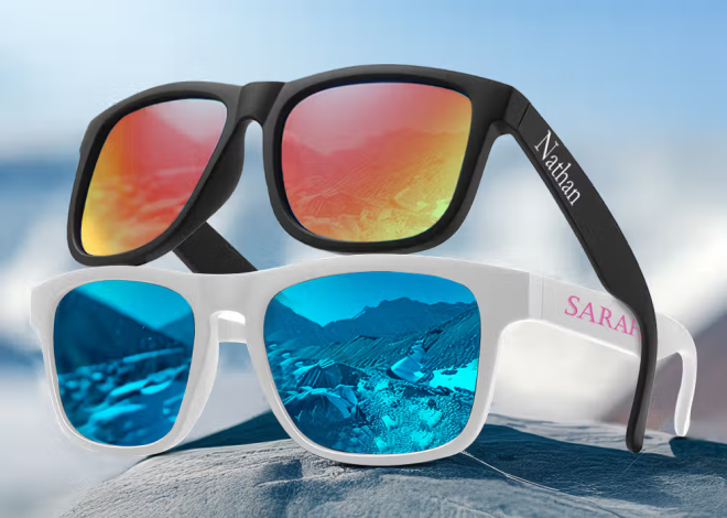 Personalisierte polarisierte Sonnenbrille mit UV-Schutz und Wunschtext