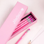 Personalisierte Modepuppe-Bleistift-Box mit 12 HB-Bleistiften und Namen